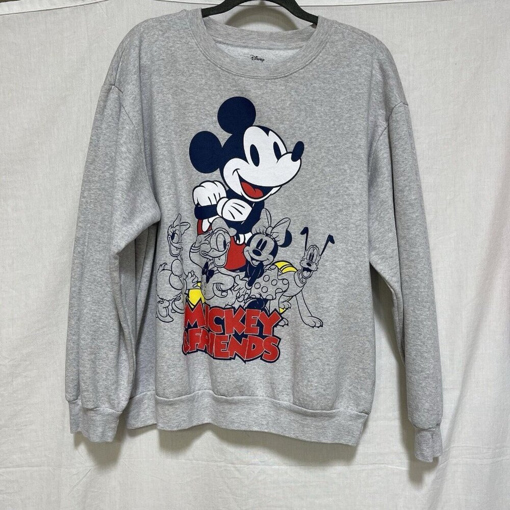 Womens Disney Mickey Minnie & Friends Sweatshirt Size XXXL 21 Juniors Gray Blue
